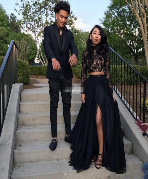 black lace long sleeves two piece prom dresses mermaid high neck formal party gowns with high slit african prom dresses dh408750945
black lace long sleeves two piece prom dresses mermaid high neck formal party gowns with high slit african prom dresses dh408750945
