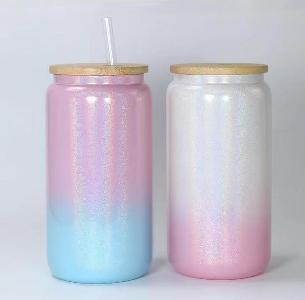 16oz sublimation gradient glitter glass tumbler glass jar with bamboo lid reusable straw shimmer glass tumblers beer can soda can cup drinki
16oz sublimation gradient glitter glass tumbler glass jar with bamboo lid reusable straw shimmer glass tumblers beer can soda can cup drinki