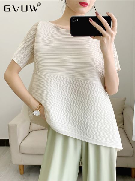 women's t-shirt gvuw pleated irregular short sleeve t-shirt solid color pullover loose round collar slim fit summer female clothing 17d, White
women's t-shirt gvuw pleated irregular short sleeve t-shirt solid color pullover loose round collar slim fit summer female clothing 17d, White