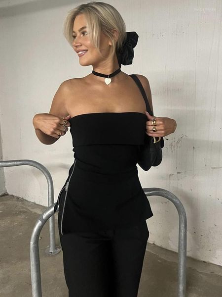 strapless tank with split zipper on both sides fashion summer clothes for women tube black, White
strapless tank with split zipper on both sides fashion summer clothes for women tube black, White