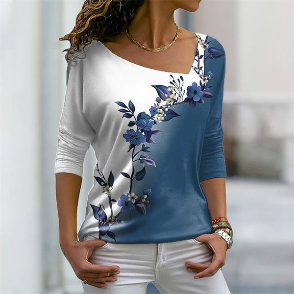 women's tshirt elegant vneck floral print tees 2023 autumn winter long sleeves daily casual sweet style female streetwear 230317, White
women's tshirt elegant vneck floral print tees 2023 autumn winter long sleeves daily casual sweet style female streetwear 230317, White