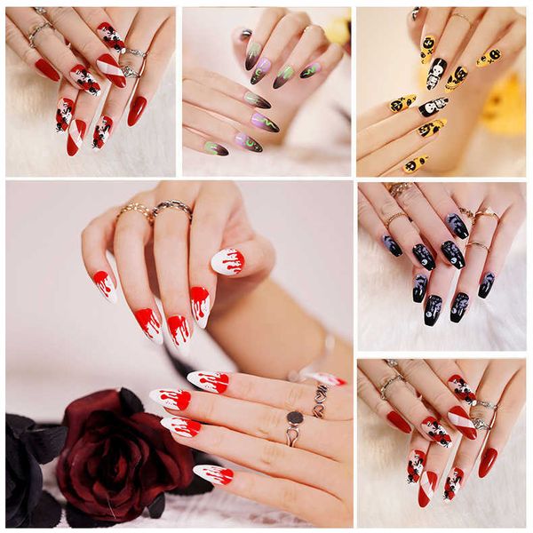 false nails new halloween long pointed nail enhancement patch finished fake removable wear 230320, Red;gold
false nails new halloween long pointed nail enhancement patch finished fake removable wear 230320, Red;gold