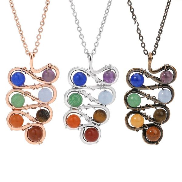 natural stone 7 chakra necklace pendant wire wrap round beads crystal pendant gold color chain necklaces jewelry, Silver
natural stone 7 chakra necklace pendant wire wrap round beads crystal pendant gold color chain necklaces jewelry, Silver
