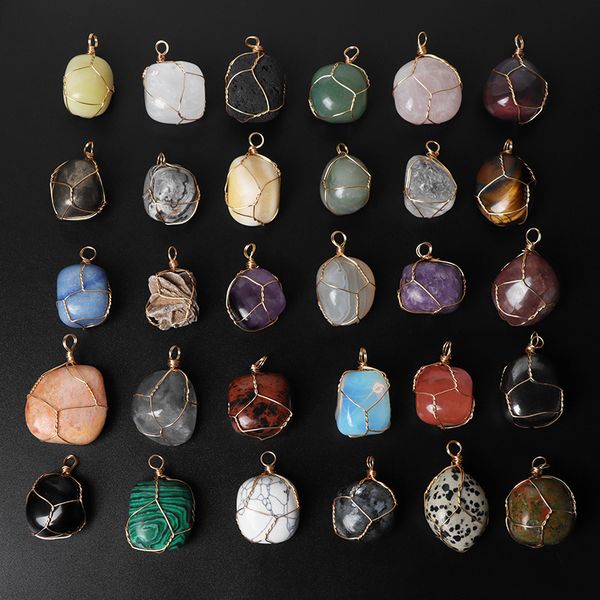 charms 10pcslot 16x27mm winding wire raw stone pendant polished jades amethysts quartzs for reiki necklace jewelry accessories 230320, Bronze;silver
charms 10pcslot 16x27mm winding wire raw stone pendant polished jades amethysts quartzs for reiki necklace jewelry accessories 230320, Bronze;silver