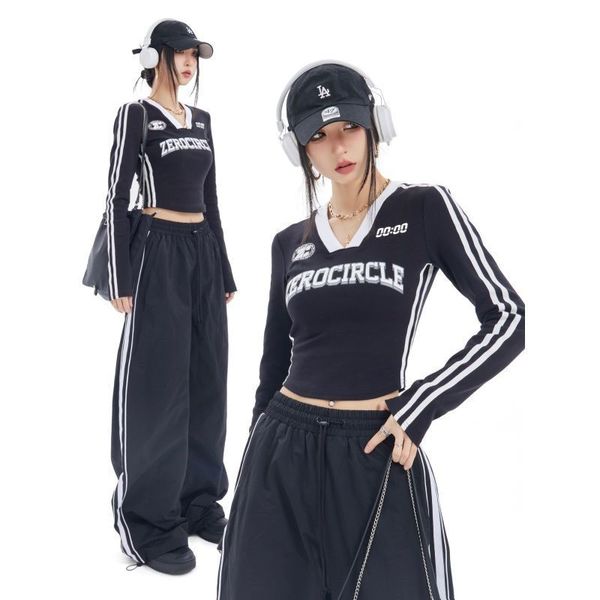 women's tshirt hikigawa chic fashion women vintage contrast color jersey print long sleeve tshirts streetwear slim fit short length v n, White
women's tshirt hikigawa chic fashion women vintage contrast color jersey print long sleeve tshirts streetwear slim fit short length v n, White