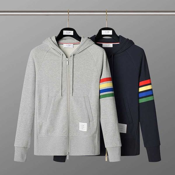 rainbow four bars spring and autumn new high end tb zipper hoodie fashion casual coat for men women, Black
rainbow four bars spring and autumn new high end tb zipper hoodie fashion casual coat for men women, Black