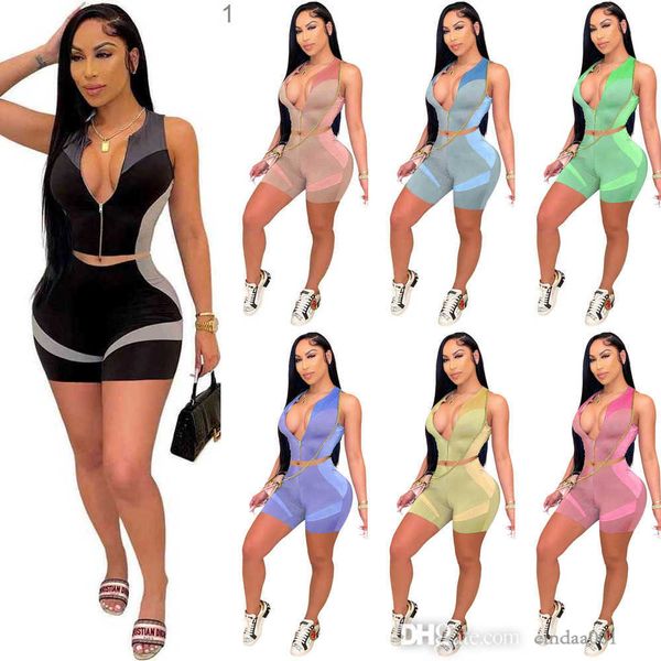 women slim tracksuits designer two pieces set yoga outfits sleeveless zipper shorts casual printing sports suit, Gray
women slim tracksuits designer two pieces set yoga outfits sleeveless zipper shorts casual printing sports suit, Gray