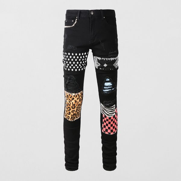 men's jeans street fashion black color elastic slim fit patched ripped printed designer hip hop denim brand pants hombre 230320, Blue
men's jeans street fashion black color elastic slim fit patched ripped printed designer hip hop denim brand pants hombre 230320, Blue