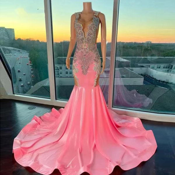 luxury pink long prom dresses for black girls beads crystal birthday party mermaid evening dress robe de bal custom made
luxury pink long prom dresses for black girls beads crystal birthday party mermaid evening dress robe de bal custom made