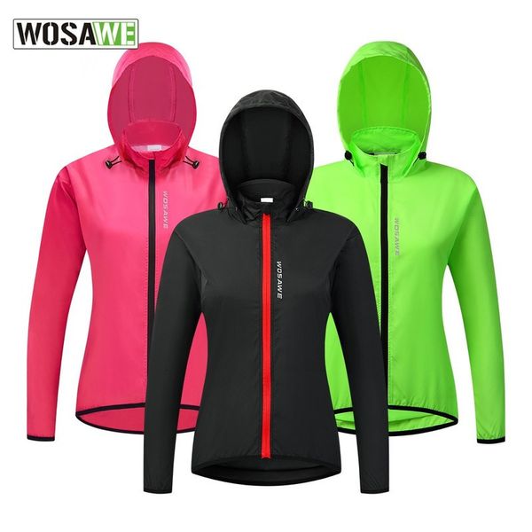 

outdoor jackets hoodies wosawe women cycling jacket long sleeve hooded waterproof windproof bike bicycle mtb windbreaker outdoor sport runni, Blue;black