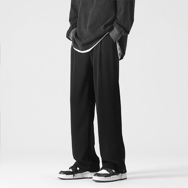 men's pants korean style chic men solid black beige bottom single breasted slit oversize long straight trousers casual pant quality 230
men's pants korean style chic men solid black beige bottom single breasted slit oversize long straight trousers casual pant quality 230