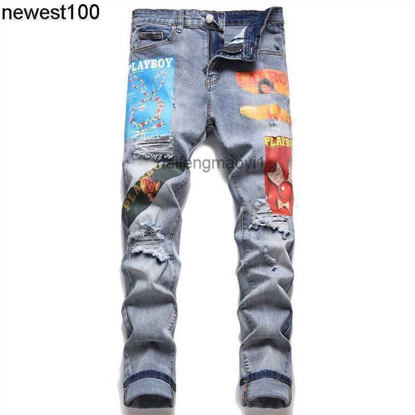 men's jeans denim style designer brand slim fit elastic hole fashion men's print men's jeans, Blue
men's jeans denim style designer brand slim fit elastic hole fashion men's print men's jeans, Blue