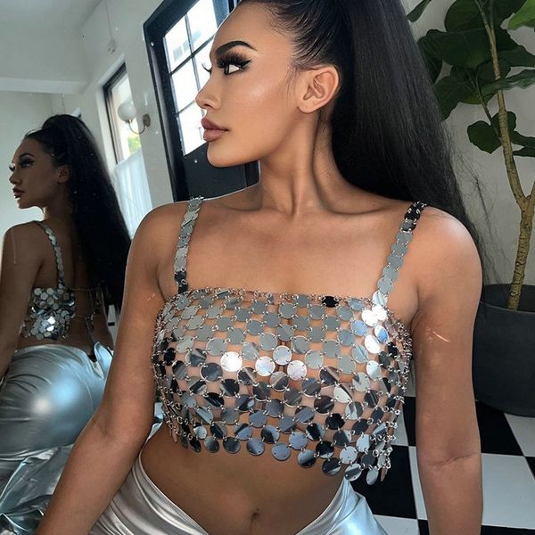 women's tanks camis handmade green sequins crop a straight neckline bracelette mirror disc body chain halter party for women 230317, White
women's tanks camis handmade green sequins crop a straight neckline bracelette mirror disc body chain halter party for women 230317, White