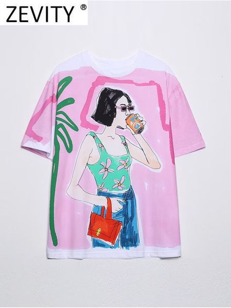 women's tshirt zevity women fashion contrast color beauty print casual t shirt female basic o neck short sleeve chic streetwear t1875, White
women's tshirt zevity women fashion contrast color beauty print casual t shirt female basic o neck short sleeve chic streetwear t1875, White