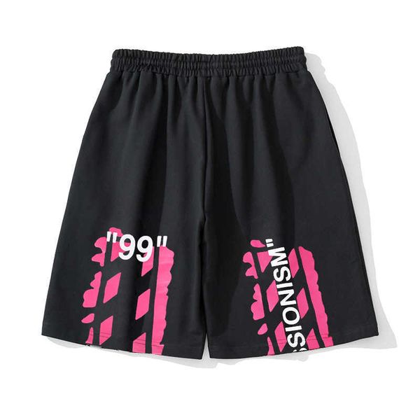 men's shorts new off digital pink arrow print shorts for men and women in spring and summer, White;black
men's shorts new off digital pink arrow print shorts for men and women in spring and summer, White;black