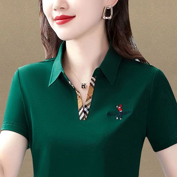 women's polo's cotton fashion casual polo shirt shortsleeved lapel tshirt summer loose crop high quanlity blouse women 230317, White
women's polo's cotton fashion casual polo shirt shortsleeved lapel tshirt summer loose crop high quanlity blouse women 230317, White
