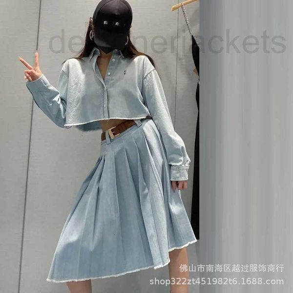 women's blouses & shirts designer new letter embroidery made old polo collar cardigan ragged short washed denim shirt urgd, White
women's blouses & shirts designer new letter embroidery made old polo collar cardigan ragged short washed denim shirt urgd, White