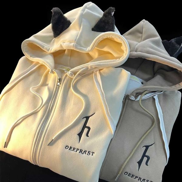 women's hoodies new cat's ears (steamed cat-ear shaped bread) hooded cardigan sweater women's autumn and winter korean style, Black
women's hoodies new cat's ears (steamed cat-ear shaped bread) hooded cardigan sweater women's autumn and winter korean style, Black