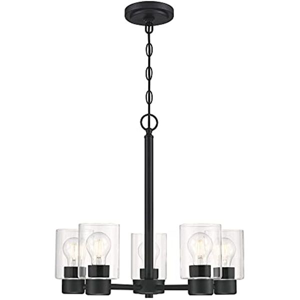 sylvestre transitional five-light indoor chandelier, matte black finish, clear glass
sylvestre transitional five-light indoor chandelier, matte black finish, clear glass