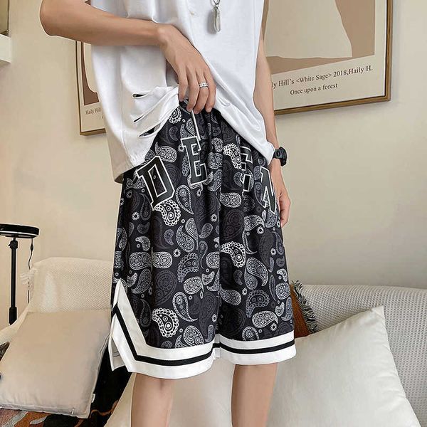 men's shorts cashew blossom american basketball shorts men's summer fashion loose beach over knee pants casual sports capris, White;black
men's shorts cashew blossom american basketball shorts men's summer fashion loose beach over knee pants casual sports capris, White;black