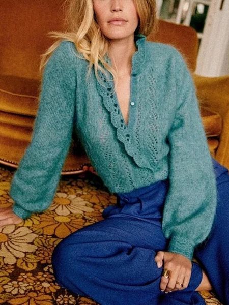 women's knits tees ladies lace trim collar crochet wool mohair blend cardigan women hollow out lantern sleeve single breasted sweater 2, White
women's knits tees ladies lace trim collar crochet wool mohair blend cardigan women hollow out lantern sleeve single breasted sweater 2, White