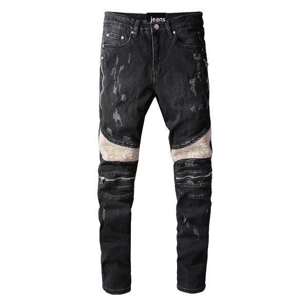 mens jeans designer jeans for mens am fashion brand contrast panel motorcycle pants vintage multi pockets slim fit elastic wrinkled, Blue
mens jeans designer jeans for mens am fashion brand contrast panel motorcycle pants vintage multi pockets slim fit elastic wrinkled, Blue