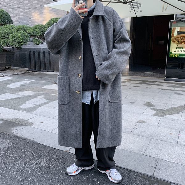men's wool blends winter thickened woolen coat warm fashion oversized long korean loose thick trench s overcoat 230320, Black
men's wool blends winter thickened woolen coat warm fashion oversized long korean loose thick trench s overcoat 230320, Black