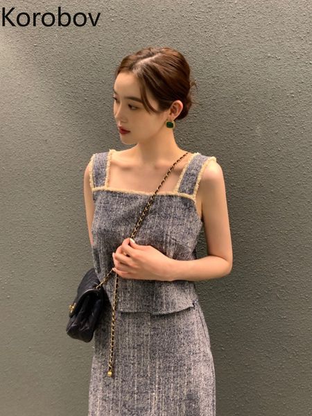 two piece dress korobov simple temperament suspenders off the shoulder tassel lace vesthigh waist thin skirt sets womens outifits 230321, White
two piece dress korobov simple temperament suspenders off the shoulder tassel lace vesthigh waist thin skirt sets womens outifits 230321, White