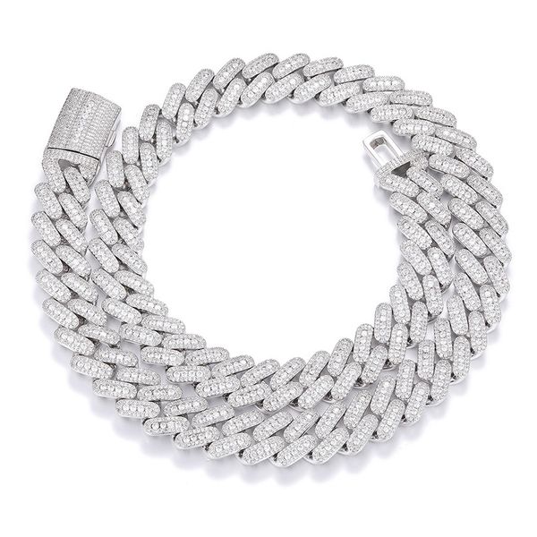 designer jewelry inlay necklace 14mm diamond cuban chain hip-hop fashion street jewelry necklace, Silver
designer jewelry inlay necklace 14mm diamond cuban chain hip-hop fashion street jewelry necklace, Silver
