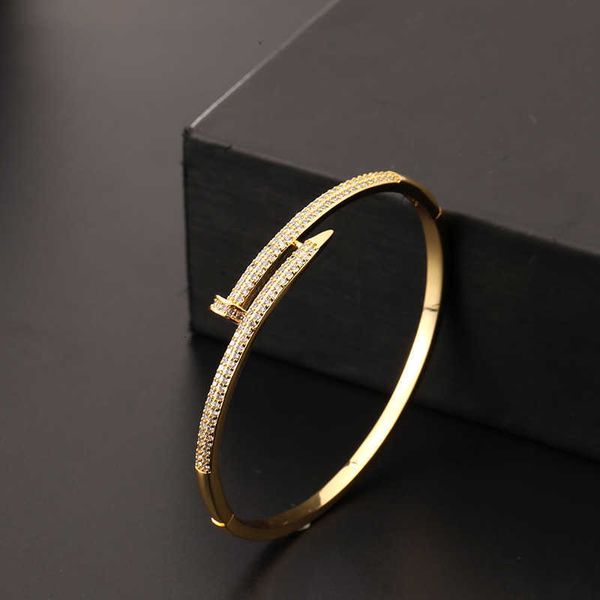 luxury ornaments 14k real gold plating brand aaa zircon simple geometric nail bangle bracelet elegant women valentine's day gift bangle, Silver
luxury ornaments 14k real gold plating brand aaa zircon simple geometric nail bangle bracelet elegant women valentine's day gift bangle, Silver