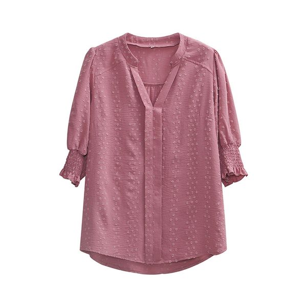 v-neck pullover fashion women's blouse loose lantern half sleeves ruched panelled pleated chest hairball jacquard fabric shirt spring, White
v-neck pullover fashion women's blouse loose lantern half sleeves ruched panelled pleated chest hairball jacquard fabric shirt spring, White