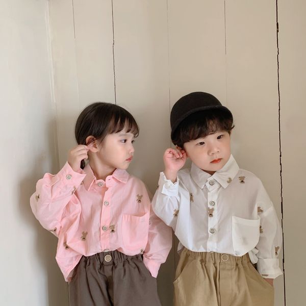 kids shirts cute liitle bear embroidery shirts for boys and girls all-match casual solid color loose shirt 230321, White;black
kids shirts cute liitle bear embroidery shirts for boys and girls all-match casual solid color loose shirt 230321, White;black