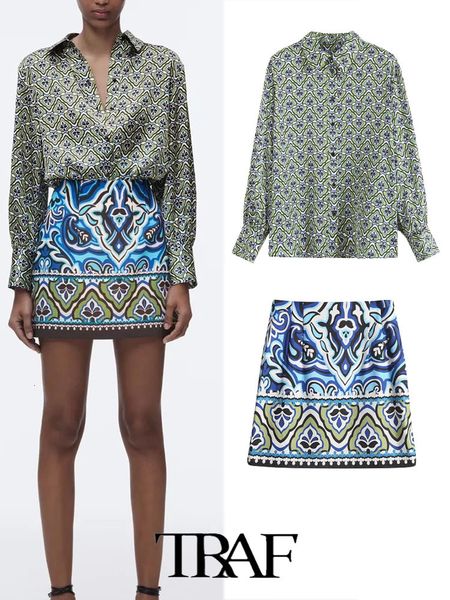 two piece dress traf women 2pcs geometric printed shirt eometric print short skirt solid color set 230321, White
two piece dress traf women 2pcs geometric printed shirt eometric print short skirt solid color set 230321, White