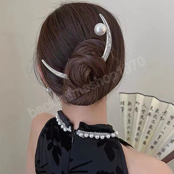 woman silver metal big pearl half-moon hairpin simplicity hairclips lady retro u shape hairpin ladies hair accessories headwear, Slivery;white
woman silver metal big pearl half-moon hairpin simplicity hairclips lady retro u shape hairpin ladies hair accessories headwear, Slivery;white