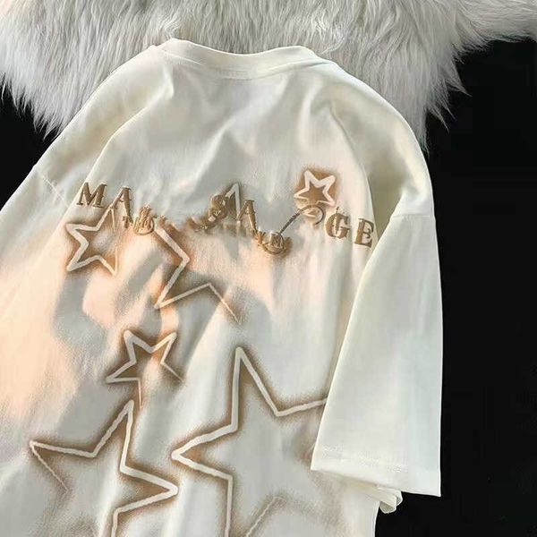 designer luxury europe america classic wind star pattern men's and women's summer fashion loose sweet spicy couple short sleeve t-, Black;brown
designer luxury europe america classic wind star pattern men's and women's summer fashion loose sweet spicy couple short sleeve t-, Black;brown