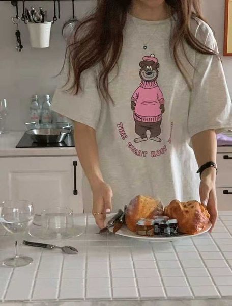 women's t-shirt spring/summer new korea dongmen cartoon cute childlike fun little bear print round neck loose short sleeve t-shirt, White
women's t-shirt spring/summer new korea dongmen cartoon cute childlike fun little bear print round neck loose short sleeve t-shirt, White