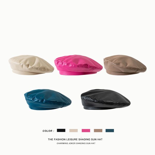 berets fashion trend pu leather material british style retro for woman pink black blue white 5 color optional 230321, Blue;gray
berets fashion trend pu leather material british style retro for woman pink black blue white 5 color optional 230321, Blue;gray