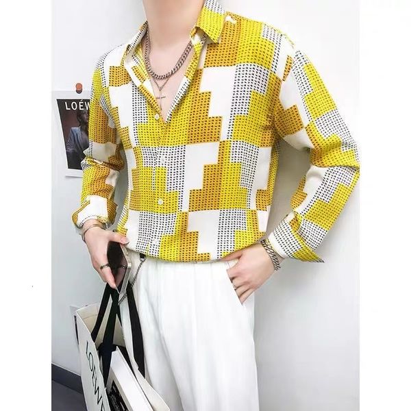 men's casual shirts korean style men's long sleeve lattice printed shirt casual youth fashion trend lapel collar yellow/blue color, White;black
men's casual shirts korean style men's long sleeve lattice printed shirt casual youth fashion trend lapel collar yellow/blue color, White;black