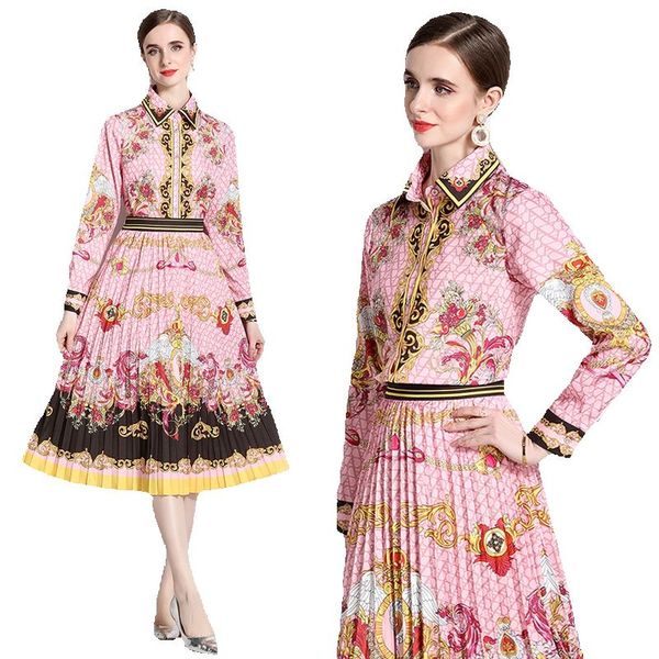 retro floral designer dress sets pink two piece 2023 women elegant shirt and midi pleated skirts holiday party set long sleeve office lady p, White
retro floral designer dress sets pink two piece 2023 women elegant shirt and midi pleated skirts holiday party set long sleeve office lady p, White
