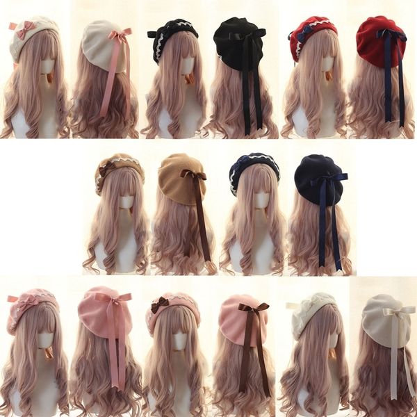 berets japanese girl kawaii beret hat lolita teenage heart sweet woolen handmade cute lace bowknot warm winter painter headdress 230321, Blue;gray
berets japanese girl kawaii beret hat lolita teenage heart sweet woolen handmade cute lace bowknot warm winter painter headdress 230321, Blue;gray