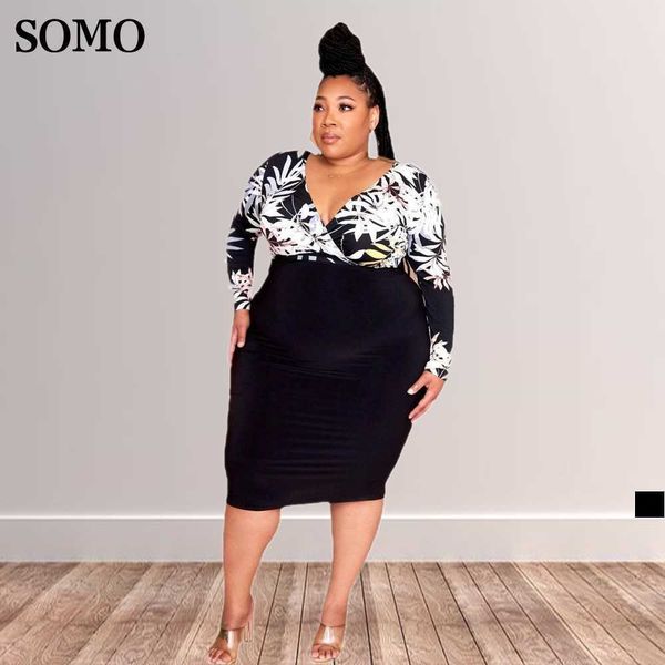 plus size dresses somo spring clothes v neck women hip wrap fashion printed midi dress wholesale dropshipping 230307, Black
plus size dresses somo spring clothes v neck women hip wrap fashion printed midi dress wholesale dropshipping 230307, Black