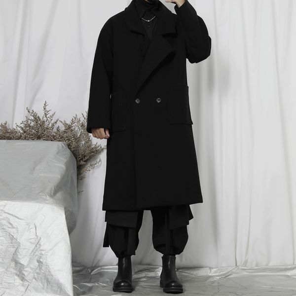 men's wool blends medium and long loose tweed coat korean version winter fashion trend double breasted 230321, Black
men's wool blends medium and long loose tweed coat korean version winter fashion trend double breasted 230321, Black