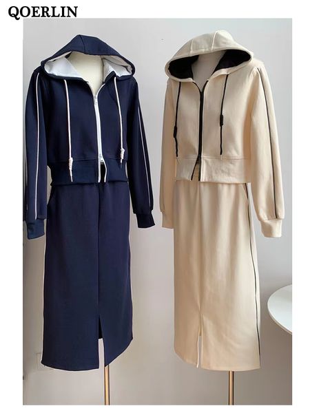 two piece dress qoerlin twopiece skirts sets women spring autumn hoodies long sleeve zipper jacket coat elastic waist straight split skirt s, White
two piece dress qoerlin twopiece skirts sets women spring autumn hoodies long sleeve zipper jacket coat elastic waist straight split skirt s, White