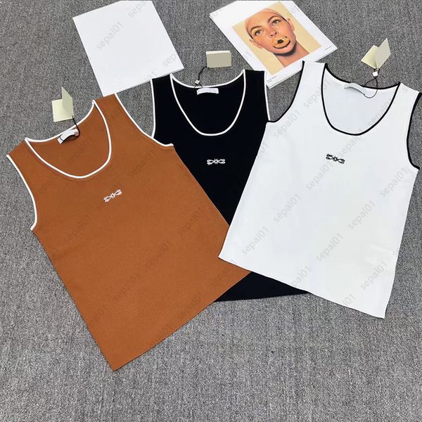 women knits tee designer embroidery knitted vest sport tank breathable tshirts size s l, White
women knits tee designer embroidery knitted vest sport tank breathable tshirts size s l, White
