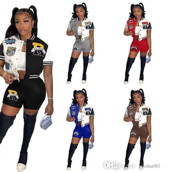 retail summer tracksuits women two pieces set designer 2023 new short sleeve jacket shorts bomber letters printing thread fashion sports sui, Gray
retail summer tracksuits women two pieces set designer 2023 new short sleeve jacket shorts bomber letters printing thread fashion sports sui, Gray