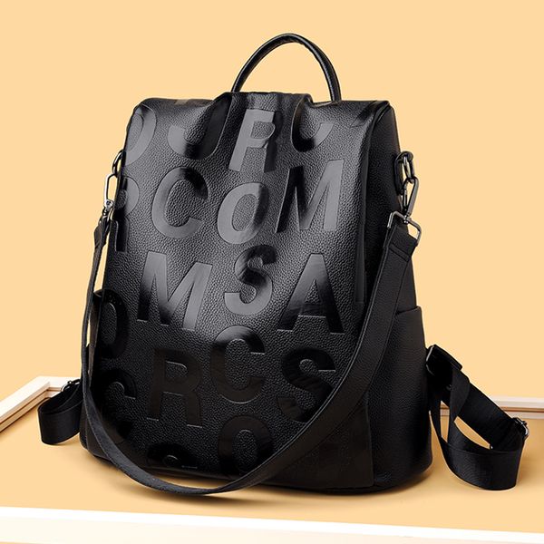 school bags trend antitheft women backpack soft leather rucksack for girls large capacity travel sac a dos 230320
school bags trend antitheft women backpack soft leather rucksack for girls large capacity travel sac a dos 230320