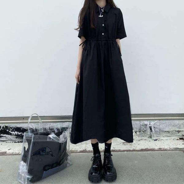 casual dresses summer polo collar short-sleeved full body dress korean-style loose length dress woman vestido de mujer femme robe 230321, Black;gray
casual dresses summer polo collar short-sleeved full body dress korean-style loose length dress woman vestido de mujer femme robe 230321, Black;gray
