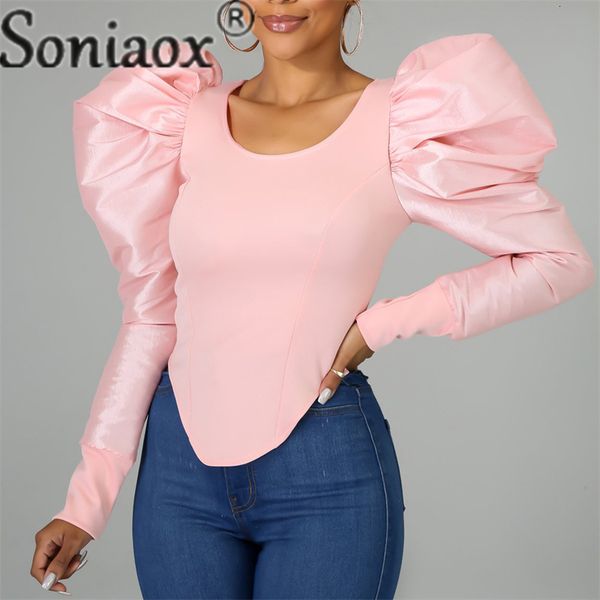 women s t shirt fashion spring bubble long sleeve splicing tee street casual slim fit female urban daily o neck 230321, White
women s t shirt fashion spring bubble long sleeve splicing tee street casual slim fit female urban daily o neck 230321, White