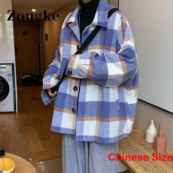 men's wool blends zongke plaid winter coats for clothing over coat jacket chinese size 2xl arrivals 230321, Black
men's wool blends zongke plaid winter coats for clothing over coat jacket chinese size 2xl arrivals 230321, Black