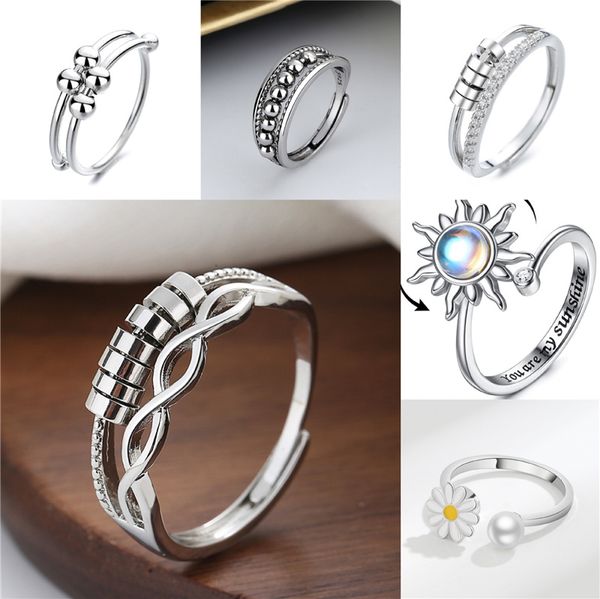 6pcs anti anxiety fidget ring adjustable opening rings rotatable bead rings for women girls jewelry for female stacking finger rings, Golden;silver
6pcs anti anxiety fidget ring adjustable opening rings rotatable bead rings for women girls jewelry for female stacking finger rings, Golden;silver